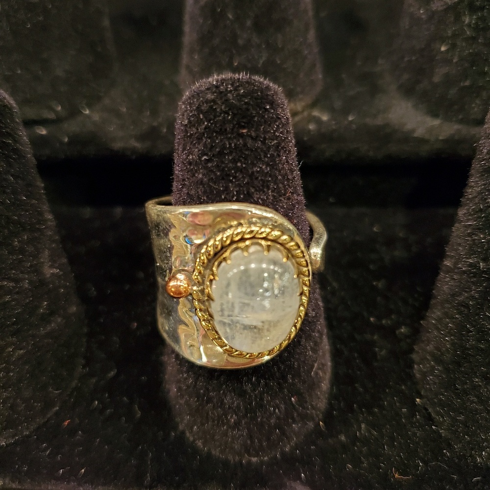 Rainbow Moonstone ring 925 sterling silver